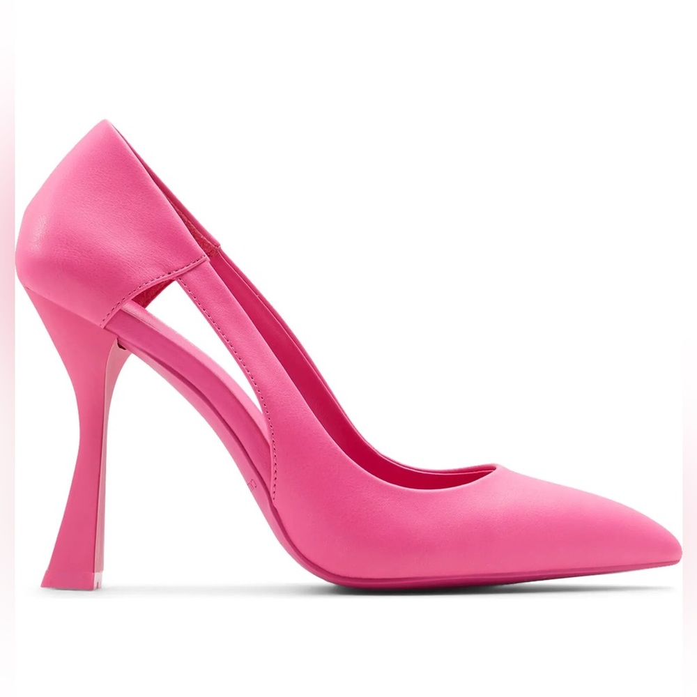Barbie Pink Side Cut Out Vegan Leather High Heels - Picture 3 of 5